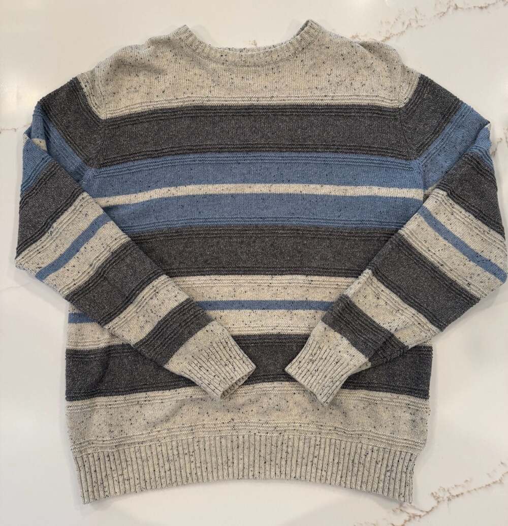 Tricots St Raphael Men's Striped Donegal Knit Crewneck Sweater